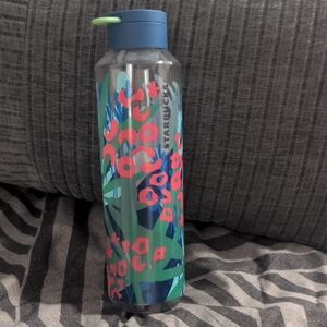 Starbucks Blue and Pink Leafy Water Bottle